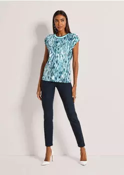 Madeleine Batikshirt mit Ringel-Details, tailliert (60382604800480) wollwei&szlig;/bleu/multicolor