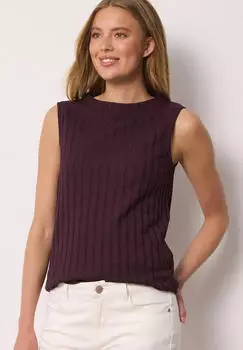 Street One Geripptes Tanktop mit Turtle Neck very berry