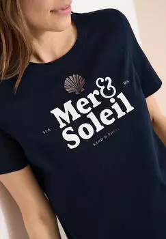 Cecil Style Lea T-Shirt mit Rundhals und Frontprint (B325022) universal blau