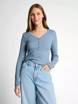 Tom Tailor Denim Henleyshirt mit Streifen Regular Fit mid blue white stripe