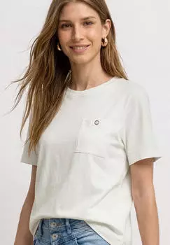 Street One T-Shirt mit Rundhals und Brusttasche (A325453) off white