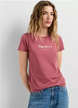 Pepe Jeans New Virginia T-Shirt Slim Fit mit Logo-Print (PL505202-371) dark blush