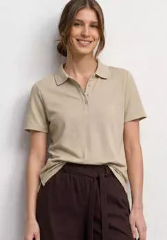 Street One Kurzarm Poloshirt Rippstruktur Beige (A32507616667)
