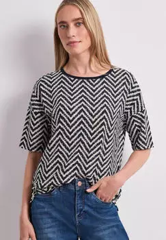 Street One T-Shirt mit Rundhals und All-over-Print Blau (A32500121238)