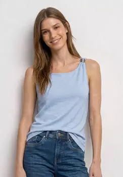 Street One Top mit U-Boot-Ausschnitt und Schulterdetail Blau (A32550117501)