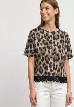 Street One T-Shirt mit Rundhals und Spitze Beige (A32548137278)