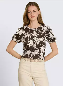 Tom Tailor Denim 1046553 T-Shirt Small Flower Print elfenbein/dunkelbraun