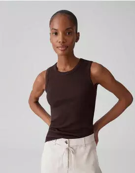 Opus Top Slim Fit mit Spitzenborte schwarz/coffee bean