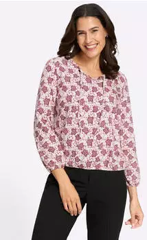 Witt Weiden Print Shirt Langarm champagner-dunkelrot-bedruckt