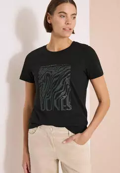 Cecil T-Shirt mit Rundhals und Folienprint (B324979) gr&uuml;n
