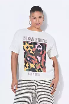 Studio Untold T-Shirt Oversized Color-Leo Motiv mischfarben/weiß