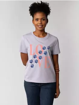 watapparel T-Shirt 'Pfotenliebe' blau/flieder/rosa