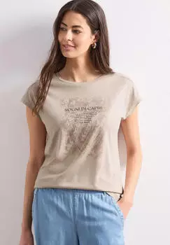 Street One Dropped Shoulder Shirt mit Artwork Beige (A32546937727)