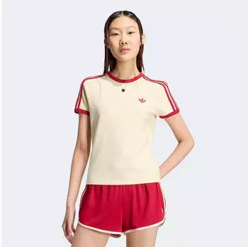 Adidas 3-STREIFEN SLIM T-SHIRT Warm Vanilla / Team Victory Red (KS4780)