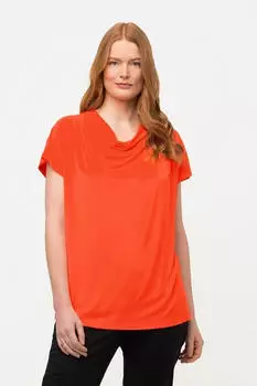 Ulla Popken T-Shirt mit Wasserfall Oversized (818189) hellorange