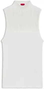HUGO Gestricktes Top mit transparenter Partie - Style Sieffy 50566633 Weiß