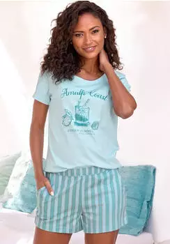 Vivance Dreams Shorty mit Streifenmuster (74263625) cyanblau/pastellblau/hellrot