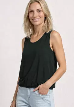 Street One Jersey Top mit Elastiksaum (A325503) deep bound green