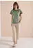 Cecil T-Shirt Marled Comfort Fit with Boat Neck (66823755) khaki/grün