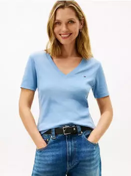 Tommy Hilfiger Slim V-Neck T-Shirt (WW0WW40584) clear water