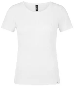 Marc Cain T-Shirt mit geschlitztem Mock-Neck weiß