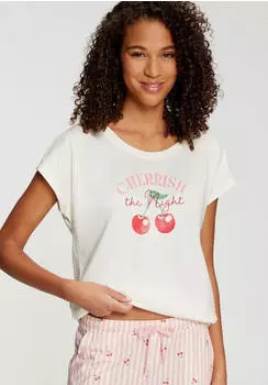 Lascana T-Shirt mit silberfarbenem Glitzereffekt (BA-61-53) ecru