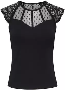 Only ONLEMILIE S/L Detail Top Regular Fit schwarz