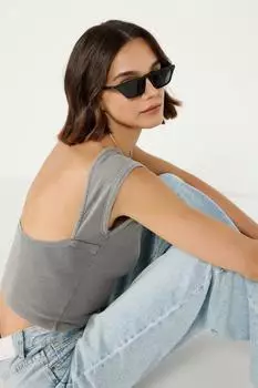No Matter What Backless Basic Crop Top dunkelgrau