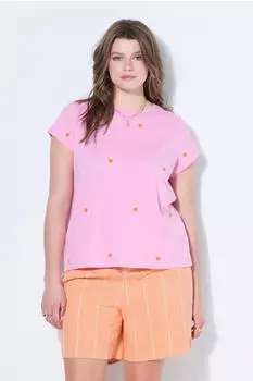 Studio Untold T-Shirt gerundeter Saum Oversize Shape (833773) hellpink