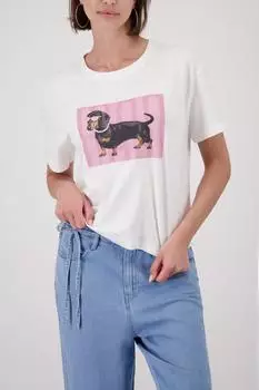 Monari T-Shirt Dackel Regular Fit weiß/braun/rosa