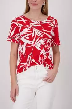 Monari T-Shirt Regular Fit mit Blättermuster (30244751) rot/weiß