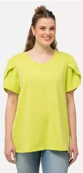 Ulla Popken Pima Cotton Shirt A-Linie mit Ziersteinen (827682) neongr&uuml;n