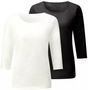 Witt Weiden 3/4-Arm Shirt 2-Pack schwarz/ecru