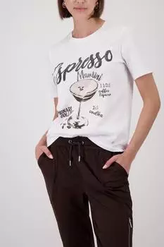 Monari T-Shirt Regular Fit with Espresso Print (410804) ecru
