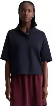 Marc O'Polo Poloshirt aus Crinkled Organic Cotton-Mix Regular Fit (35189438) dunkelblau