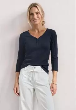 Street One Frauen 3/4-Arm Shirt mit Knopfdetail in Blau Gr: (A32558017915)