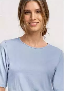 Street One Frauen Basic T-Shirt mit Rundhals in Unifarbe in Blau Gr: (A32557017914)