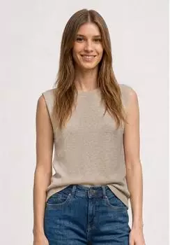 Street One Frauen Top mit Rundhals und Glitzer in Beige Gr: (A32559117727)