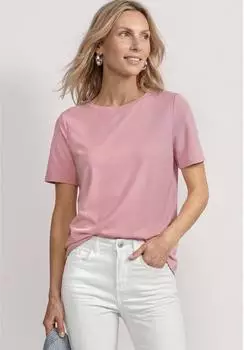 Street One Frauen Basic T-Shirt mit Rundhals in Unifarbe in Rosa Gr: (A32564617927)
