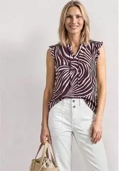 Street One Frauen Top mit Strukturmix und Crochet-Details in Rot Gr: (A32546127820)