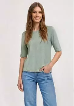 Street One Frauen Basic T-Shirt mit Rundhals in Unifarbe in Gr&uuml;n Gr: (A32564718100)