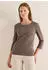Cecil Rundhalsshirt aus reiner Baumwolle urban taupe