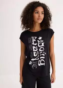 bonprix Shirt aus Bio-Baumwolle mit Applikationsband (95334495) schwarz