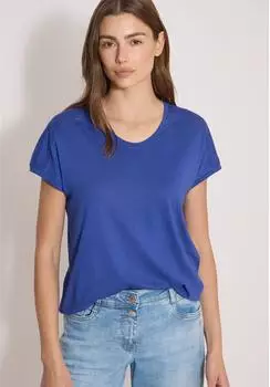 Cecil V-Shirt mit Spitzendetails (B325039) deep river blue