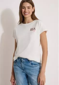 Cecil Sommershirt mit Rundhals und Embroidery (B325415) vanilla white