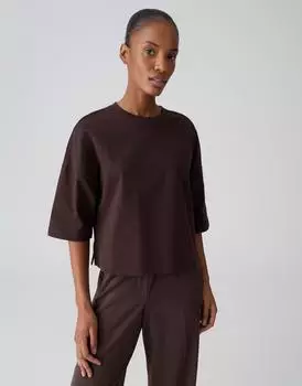 Opus Boxy T-Shirt Oversize aus reiner BCI Baumwolle (4255849298088) coffee bean