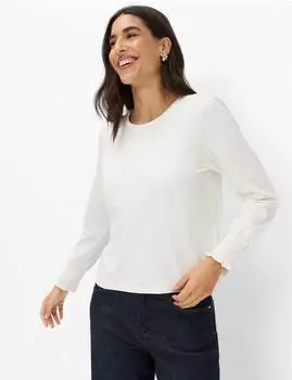 BRAX Damen Langarmshirt Style CAITLIN L soft ecru cremeweiß Gr. (900012_90670800_95)