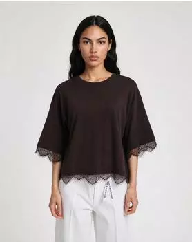 Smith&Soul Boxy T-Shirt Wording Kurzarmshirt (0726-0717) dark choc