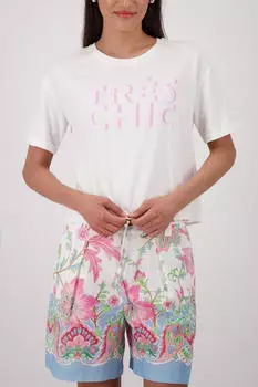 Monari Rundhalsshirt Blumendruck Allover Regular Fit (24699646) ecru rosa gemustert