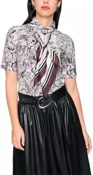 Marc Cain Urban Office T-Shirt mit Stehkragen und Alloverprint purple rose